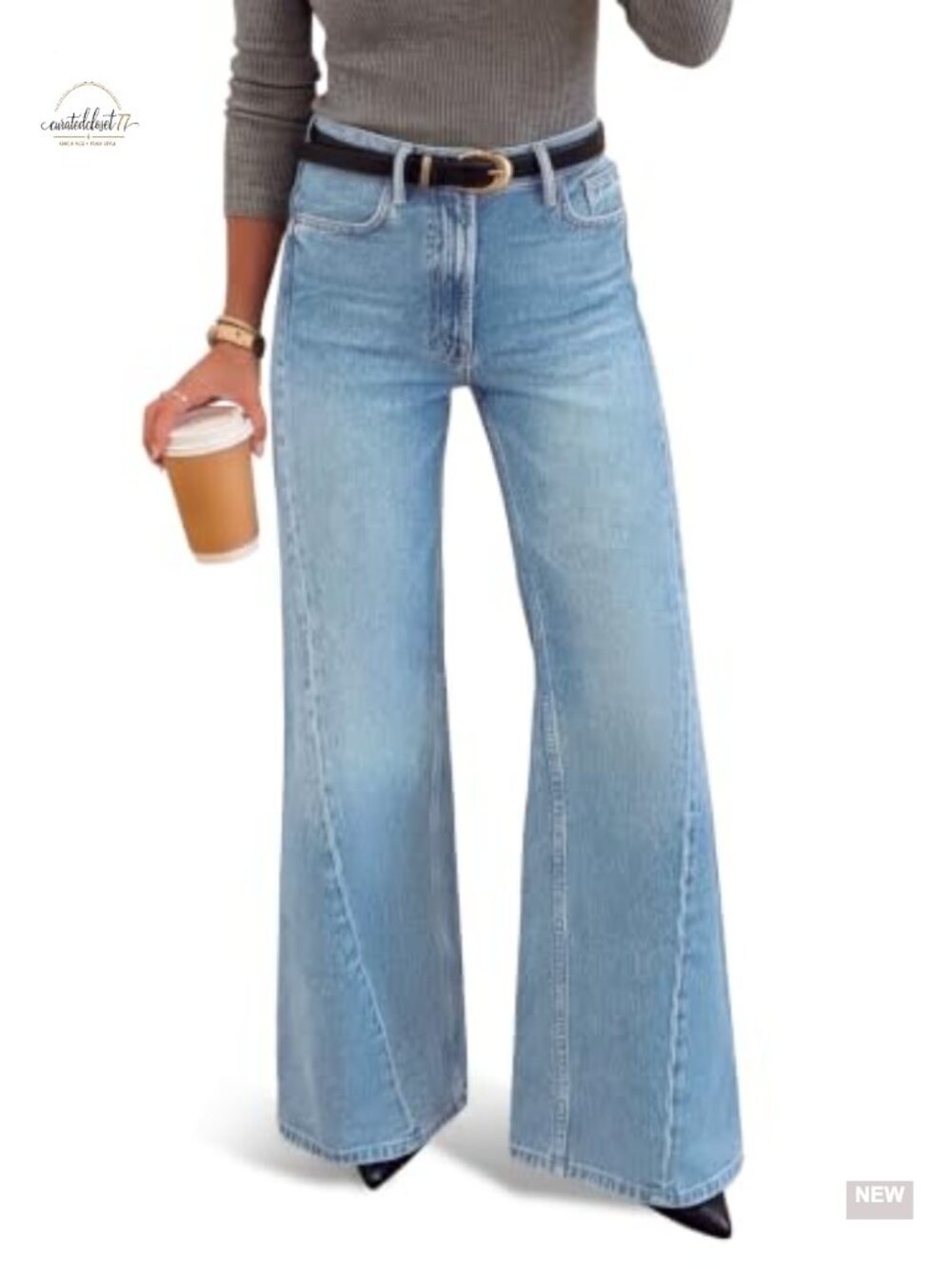 Women's High Waisted Flare Jeans Stretchy Wide Leg Denim Pants